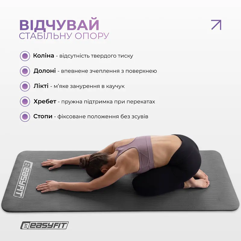 Килимок для фітнесу та йоги EasyFit NBR 10 мм Сірий - фото 6