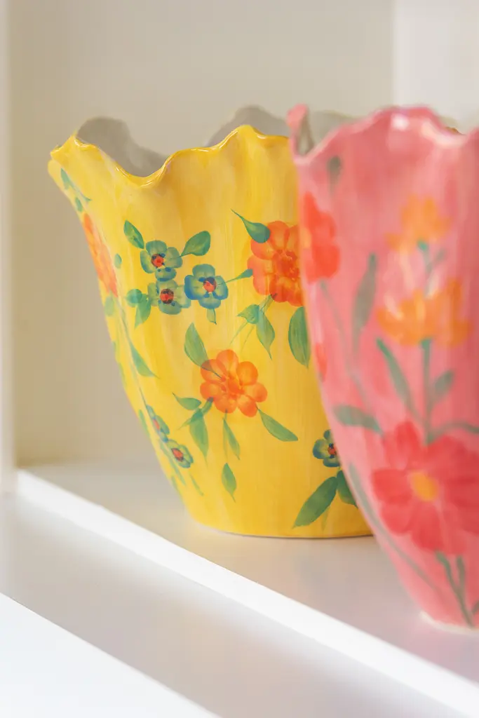 Ваза J-line фигурная желная с ручной росписью 29 см (53395) - фото 2