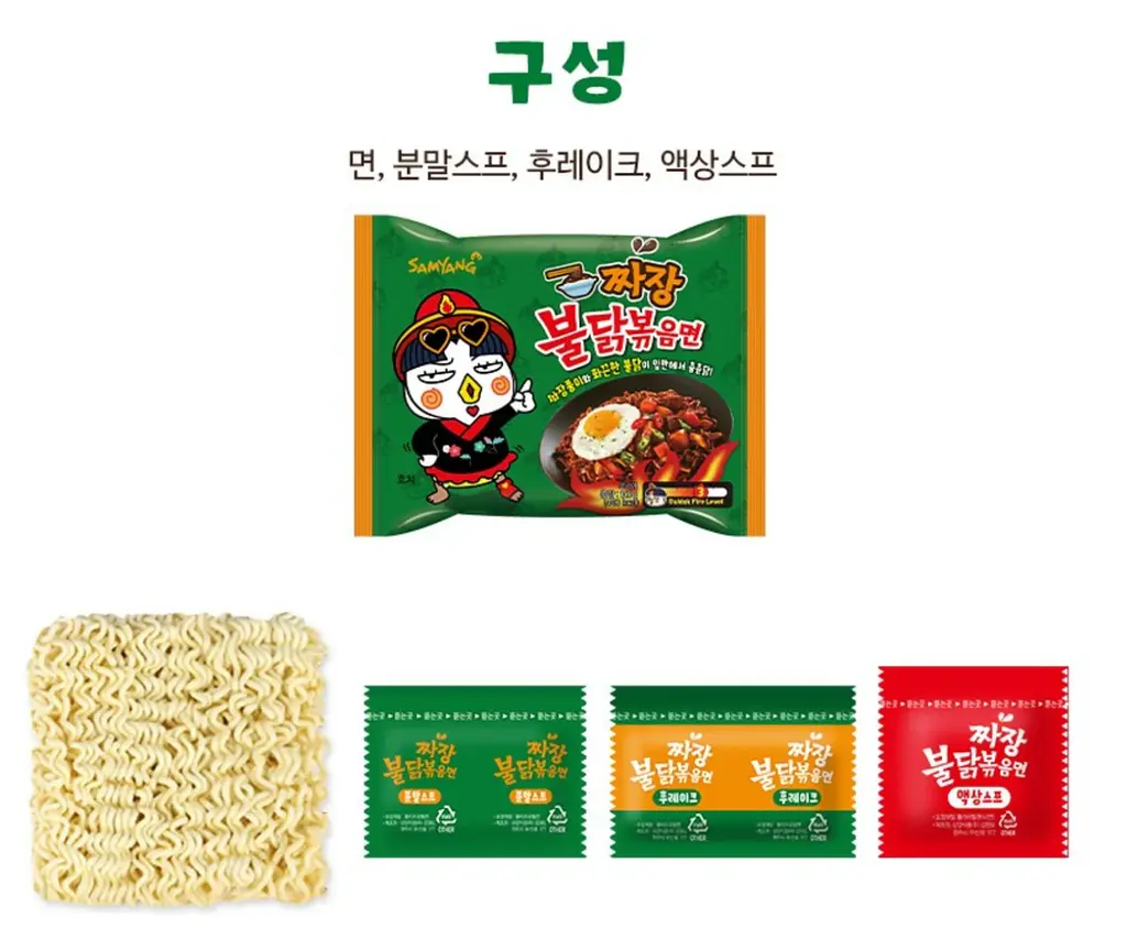 Локшина швидкого приготування Samyang Buldak Jjajang Hot Chicken Ramen 140г - фото 7