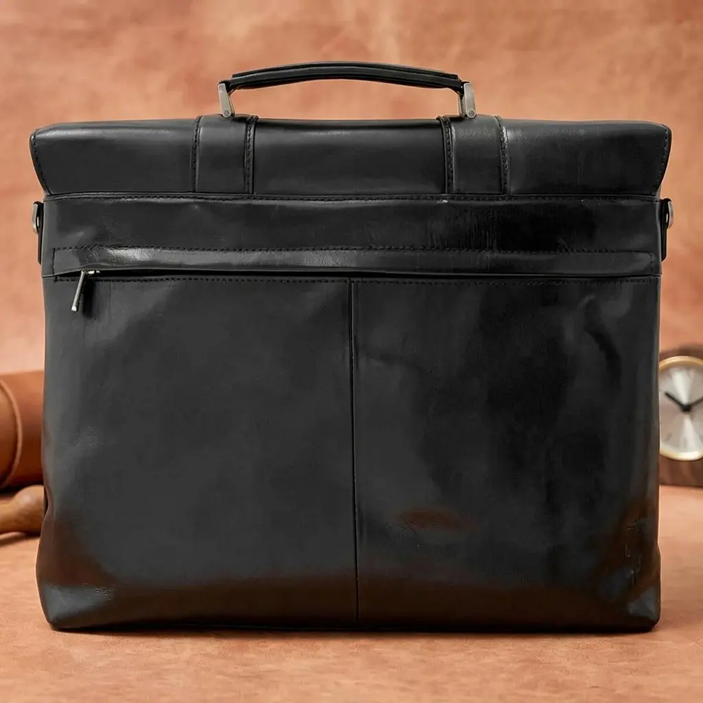 Чоловічий портфель з натуральної шкіри Tony Perotti Italico 9225G-38 (90415) Чорний - фото 8