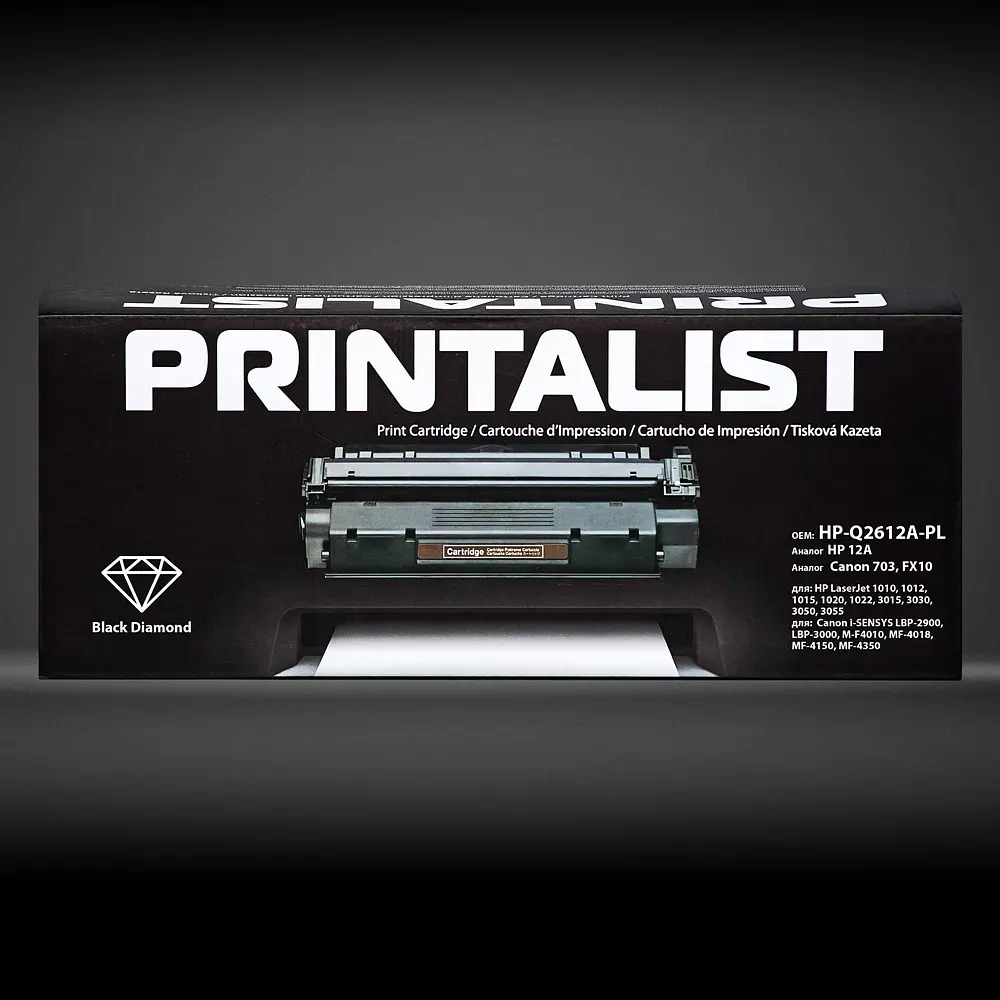 Картридж тон. PRINTALIST для HP LJ 1010/1020/3015/3050/M1319 аналог Q2612A Black ( 2000 ст.) (HP-Q2612A-PL) - фото 3