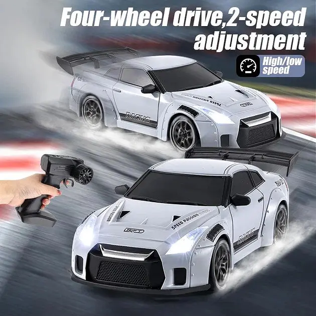 Машинка для дрифта на радіокеруванні Nissan GT-R S815 1:24 4WD з LED-підсвіткою (Сірий) - фото 4