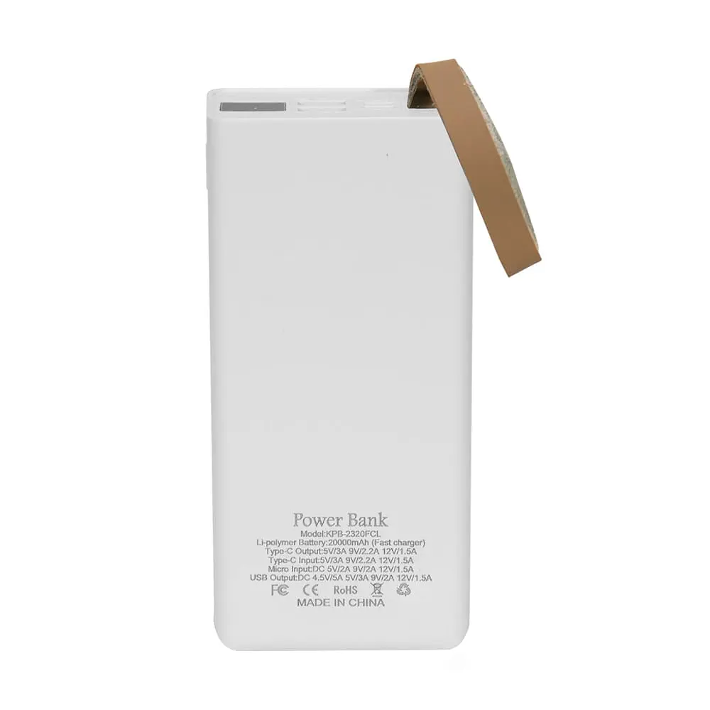 Повербанк 20000mAh Power Bank Kraft KPB-2320FCL White 22.5W QC3.0 LED-фонарь (43-00059) - фото 3