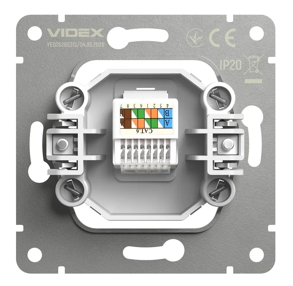 Розетка Videx Nota CAT6e одинарна комп'ютерна сірий графіт (VF-NT-SK1PC6-GR) - фото 4