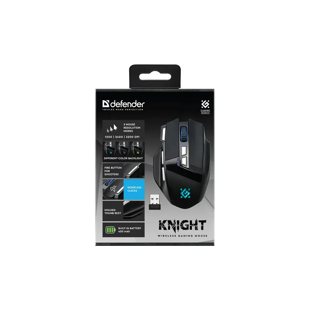 Мишка Defender Knight GM-885 Wireless Black (52885) - фото 7