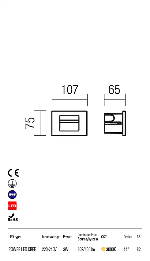 Встраиваемый уличный светильник INNER AP INC LED/CREE 1X3W IP65 DG 3000K (SQ) (5.1.2) Redo 9636 - фото 3