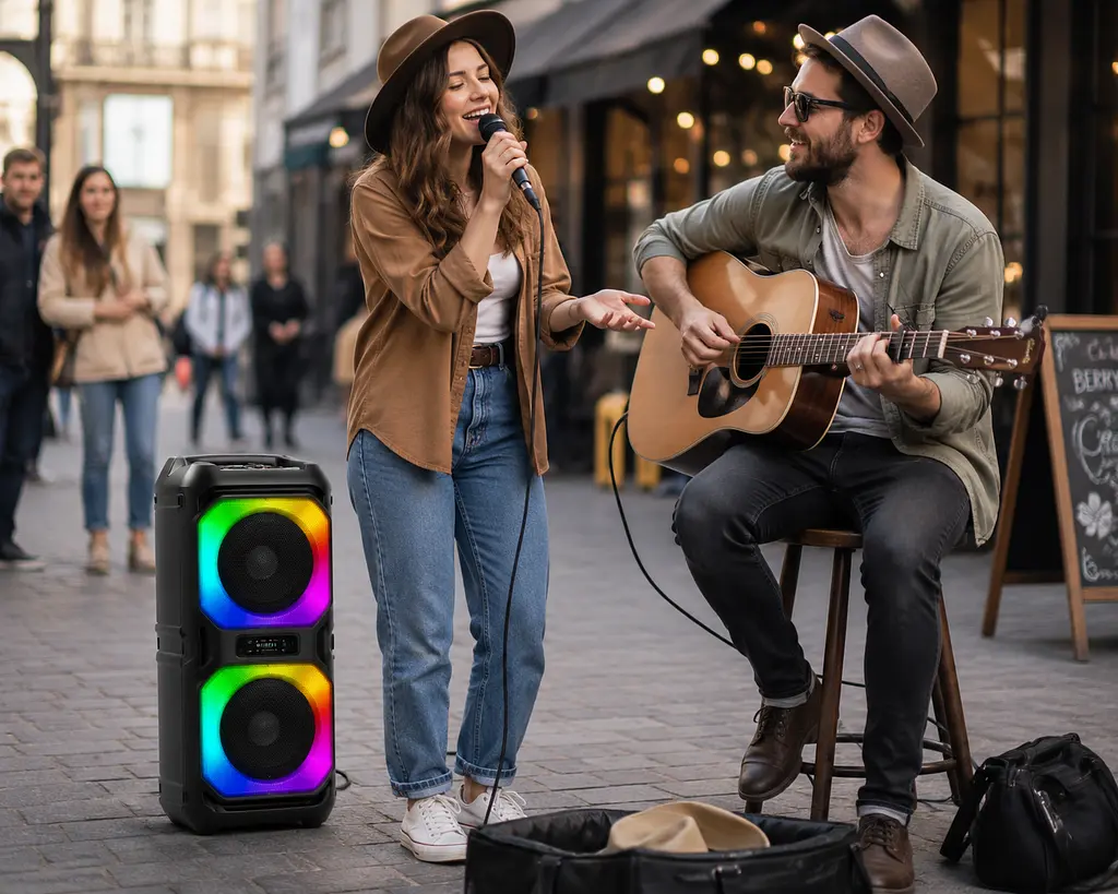 Колонка KTS-2362 Bluetooth з двома 6,5 дюймовими динаміками / Акустика з бездротовим мікрофоном / Портативна караоке-колонка - фото 2