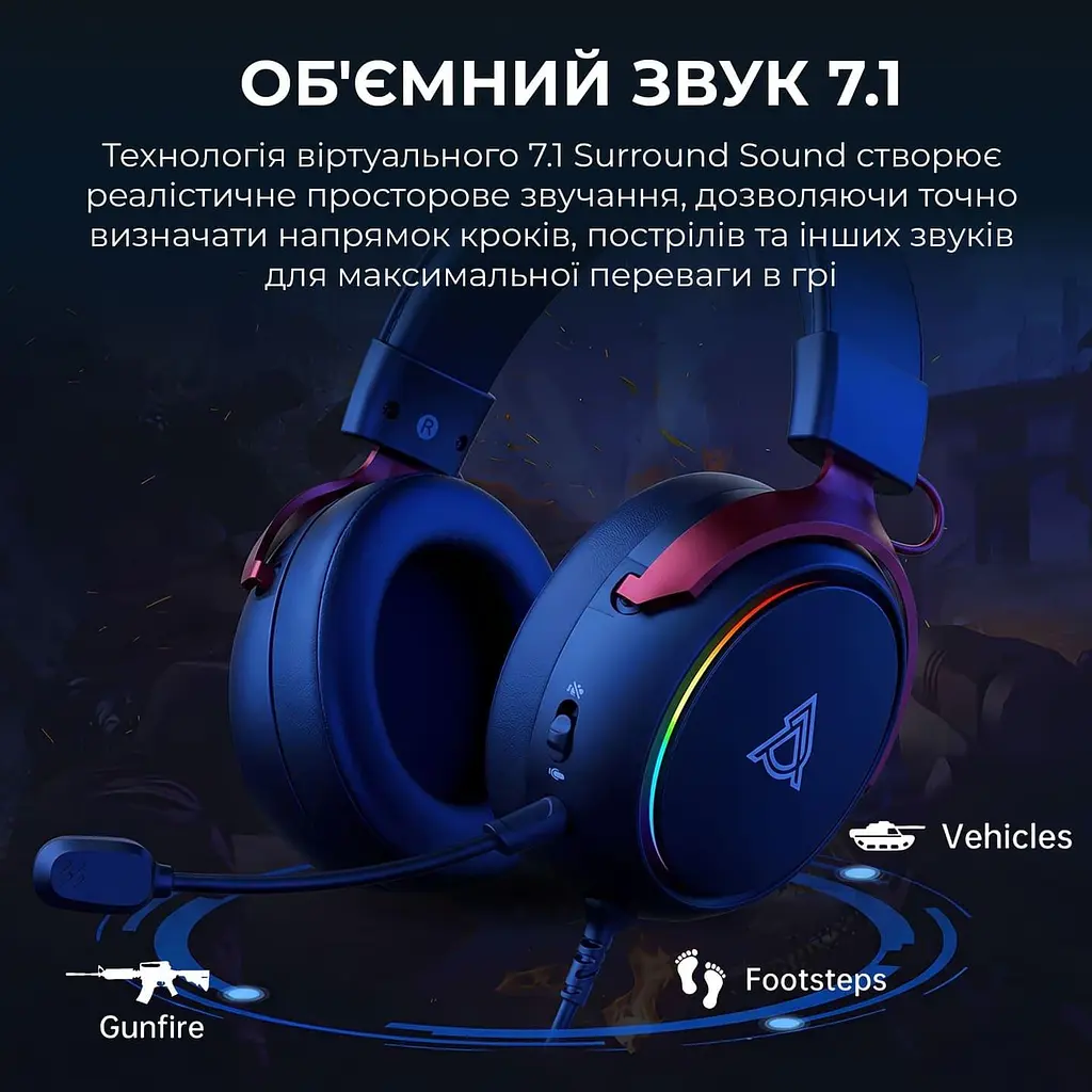 Игровая гарнитура Ajazz AHW10 Black (AHW10-B) - фото 8