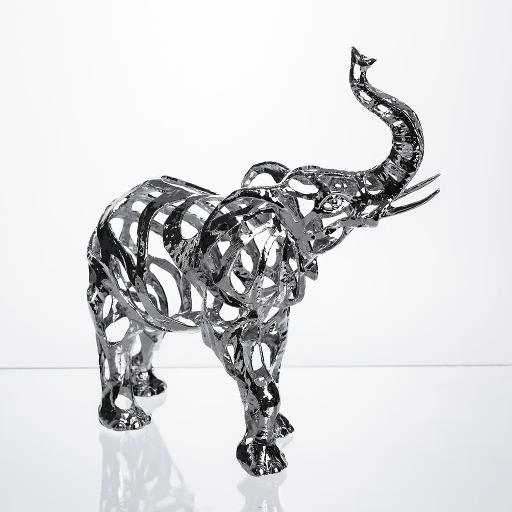 Декоративна фігурка Yiwu Elephant 25х10х25 см металева статуетка колекційна для дому напівпрозора декор на камін хром HP-7-10 - фото 6