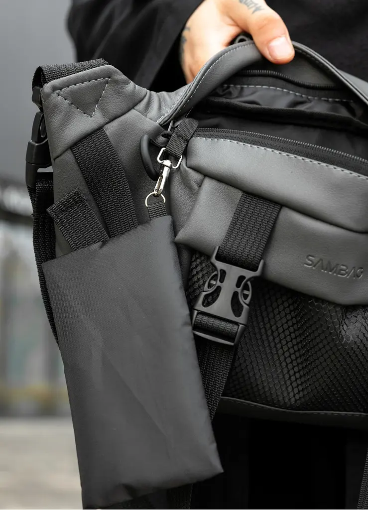 Велика чоловіча сумка бананка Sambag DynamicDart графітова 38 × 21 × 7 см (80411009m) - фото 6