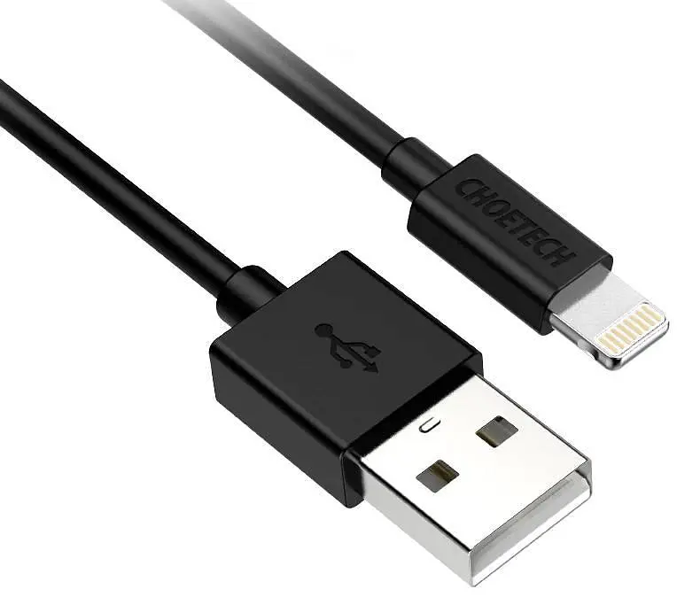 Кабель USB AM-Lightning M, 1.2 м, MFi 2.4A, чорний Choetech - фото 2