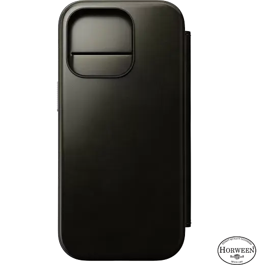 Шкіряний чохол-книжка Nomad Horween Leather Folio Case Green Chrome для iPhone 16 Pro (NM01385585) [Limited Edition] - фото 3