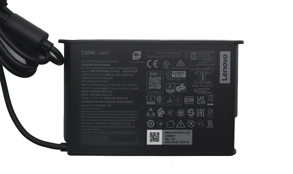 Блок живлення (зарядка) для ноутбука Lenovo 135W (20V 6,75А плоский роз'єм) [NEW Design] ADL135SLC3A - фото 8