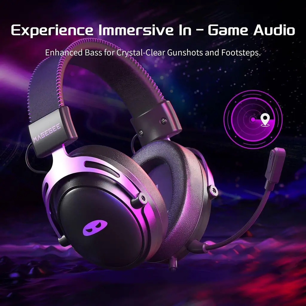 Ігрова гарнітура MageGee Wing (6971969724549) Black/Purple (G-000003960) - фото 6