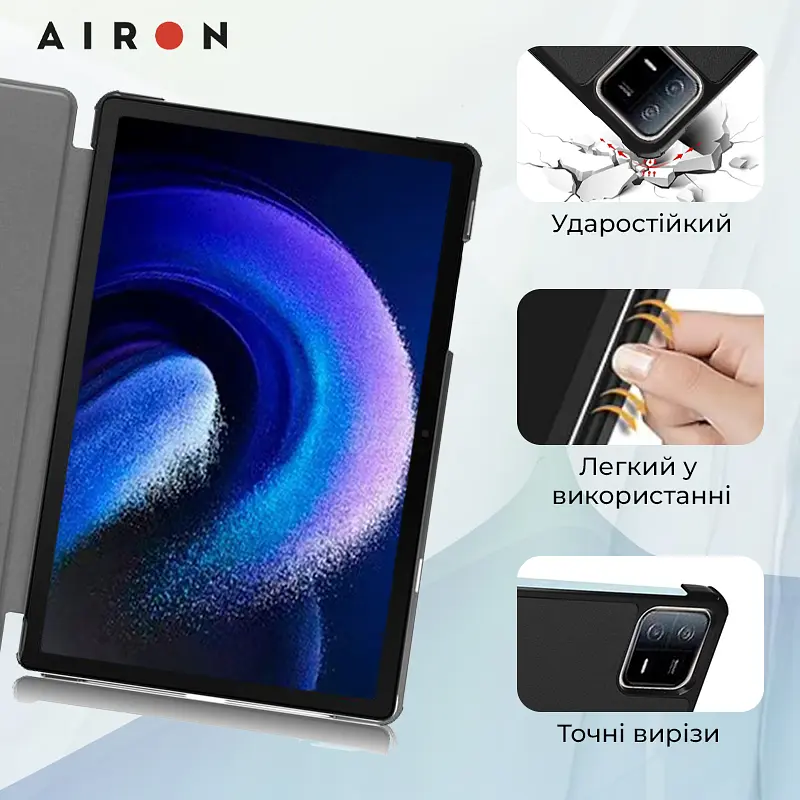 Чехол AIRON Premium для Xiaomi Pad 6/6 Pro 11'' 2023 с защитной пленкой и салфеткой Black - фото 9