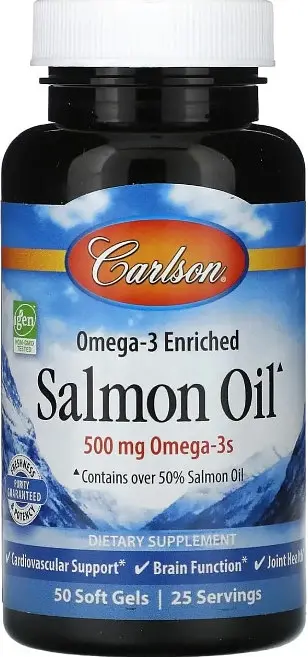Омега-3 з олії лосося Carlson Omega-3 Enriched Salmon Oil 250 мг 50 гел капс