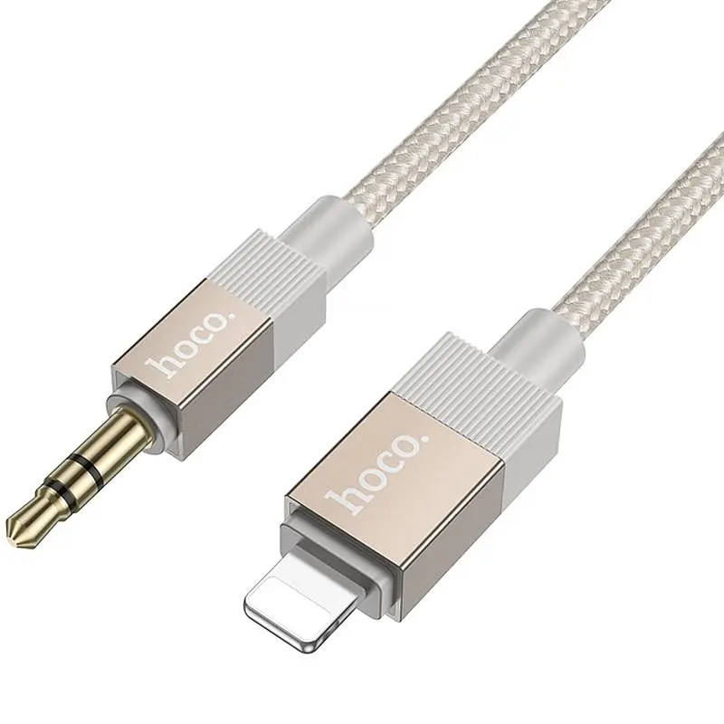 Аудіо кабель Aux Hoco UPA32A Clever digital Lightning to AUX 3.5 мм 1 м Gold - фото 3