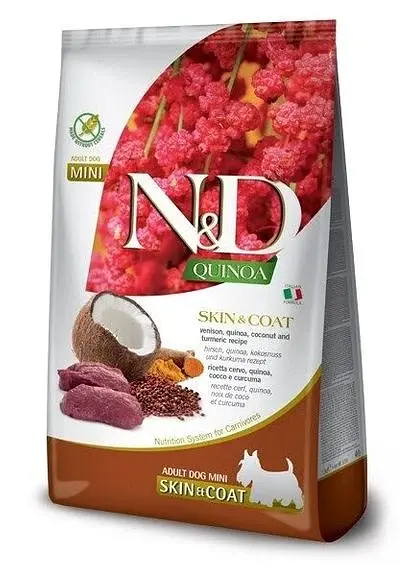 Сухий корм для собак Farmina Dog N&D QUINOA DOG SKIN & COAT VENISON & COCONUT ADULT MINI з олениною та кокосом 0.8 кг