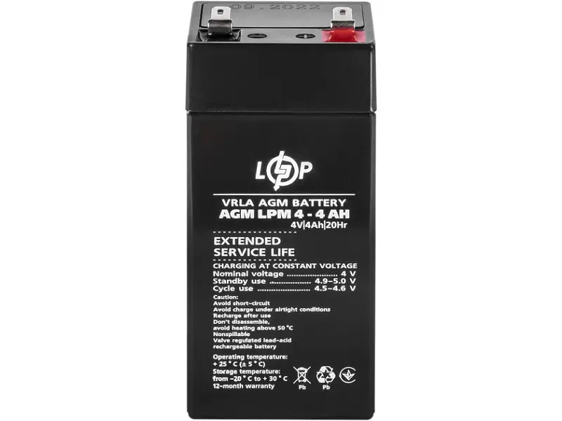 Акумулятор для ДБЖ/інвертора Logicpower LPM 4-4 AH (4135) - фото 3