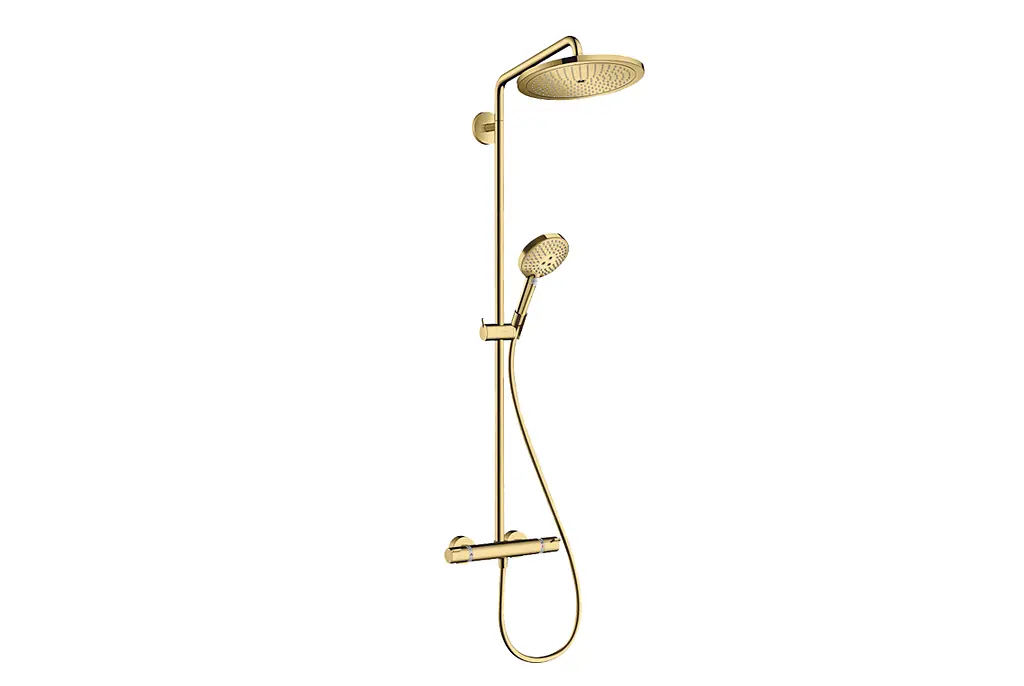 Душова система з термостатом Hansgrohe Croma Select S Showerpipe 280 1jet EcoSmart polished gold optic 26891990