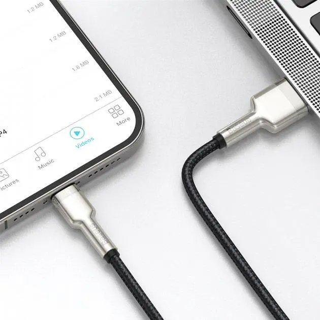 Кабель Baseus Cafule Metal Series Data Cable USB to Lightning 2.4A 2m CALJK-B01 Black - фото 8