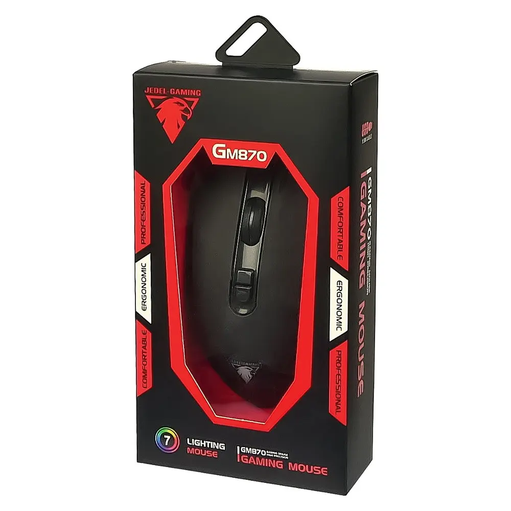 Ігрова миша Jedel GM870 3200 DPI з RGB підсвічуванням чорна - фото 5