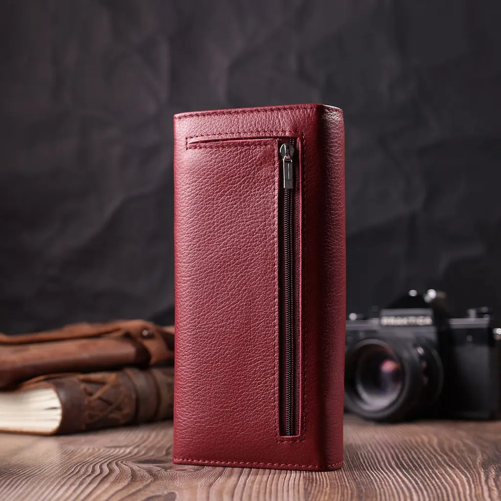 Горизонтальний жіночий гаманець з натуральної шкіри ST Leather 22516 бордовий - фото 9