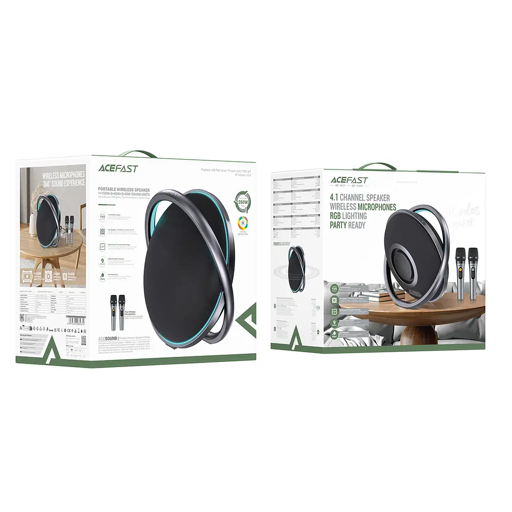 Портативна колонка ACEFAST K5 Max, 220W, IPX4, Black - фото 2