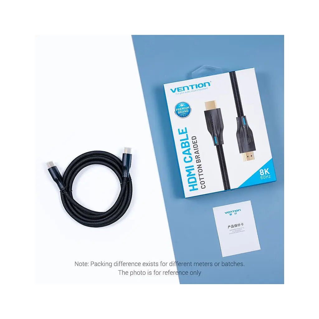 Кабель мультимедійний HDMI M to HDMI M 1.0m 8K60Hz cotton braided black Vention (AAUBF) - фото 2