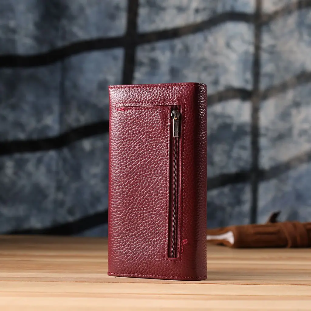 Практичний вертикальний гаманець із натуральної шкіри ST Leather 23085 бордовий - фото 9