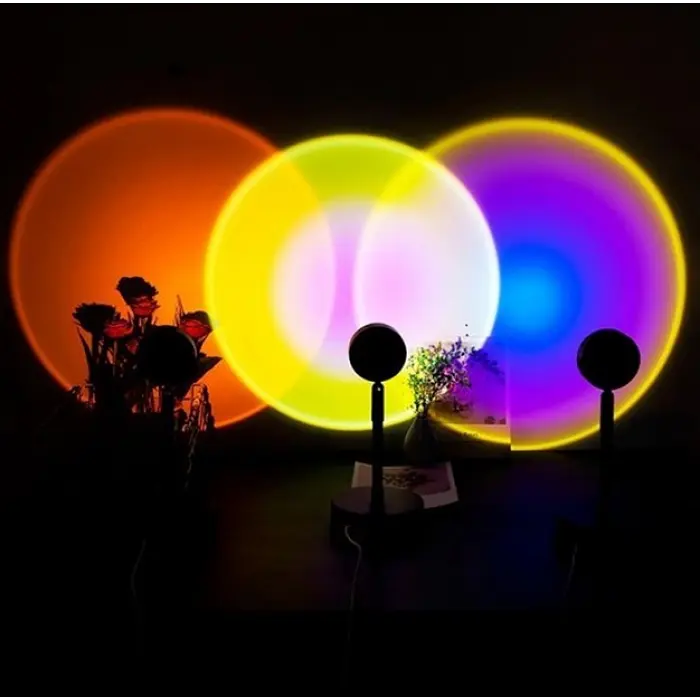 Проекційна різнокольорова RGB Західна лампа з пультом Sunset Lamp - фото 4