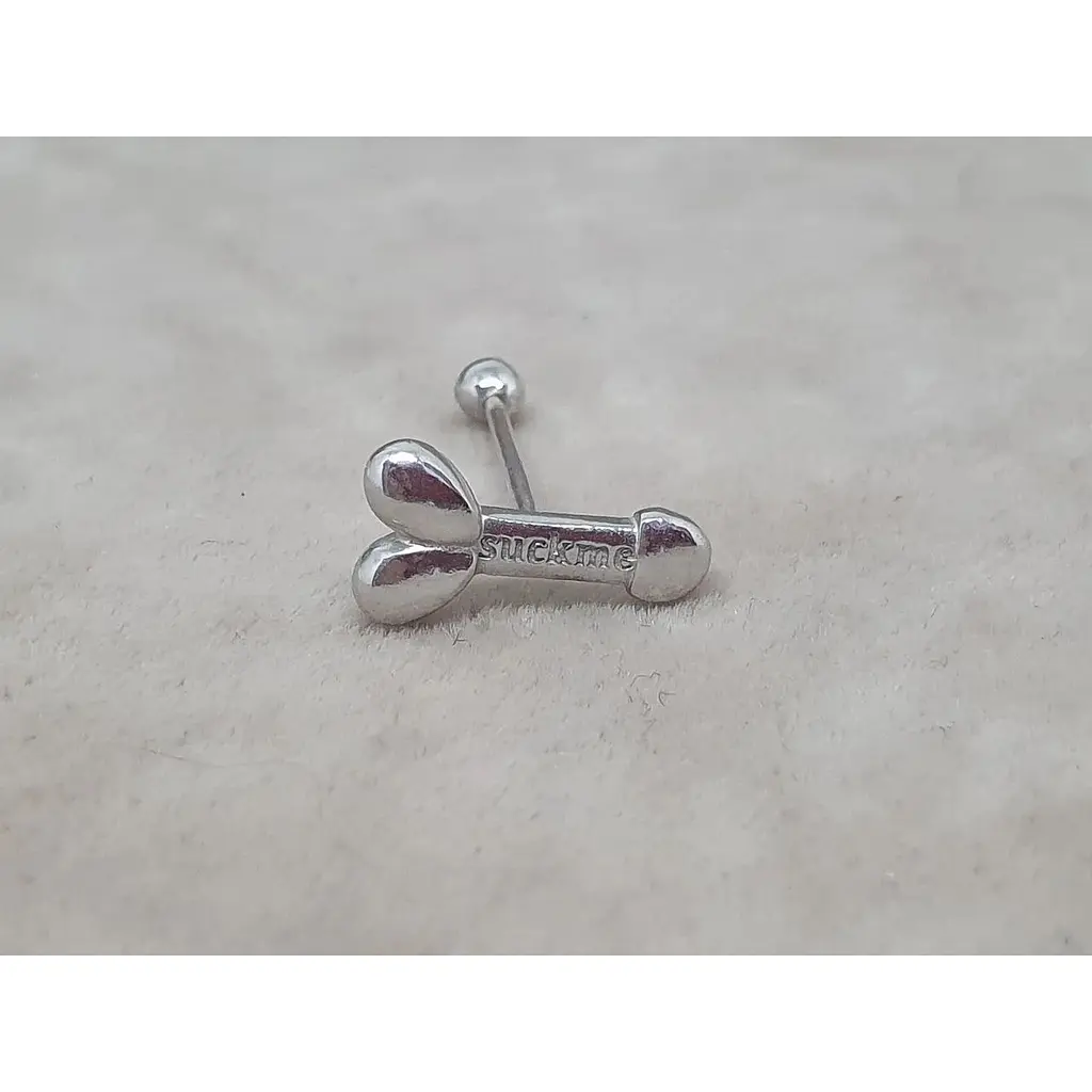 Срібна сережка для пірсингу язика Ірій. 6040 - фото 2