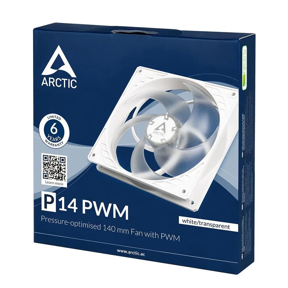 Корпусний вентилятор 140 мм Arctic P14 PWM ACFAN00223A White/Transparent - фото 3