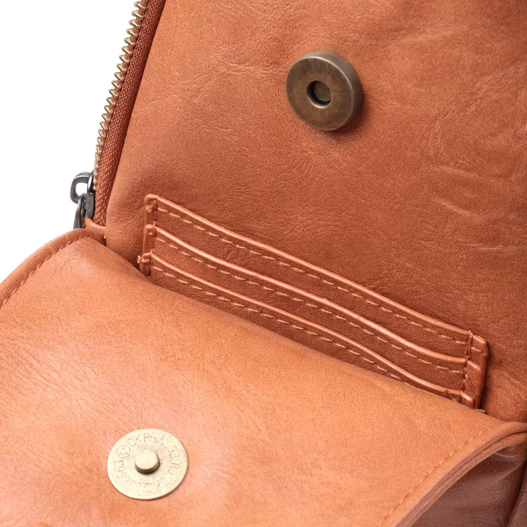 Цікава сумка через плече в модному кольорі з екошкіри Vintage 22793 руда - фото 7