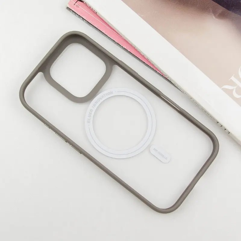TPU+PC чохол Blueo Skin Friendly Frosted with MagSafe для Apple iPhone 16 Pro (6.3) Сірий / Grey - фото 3