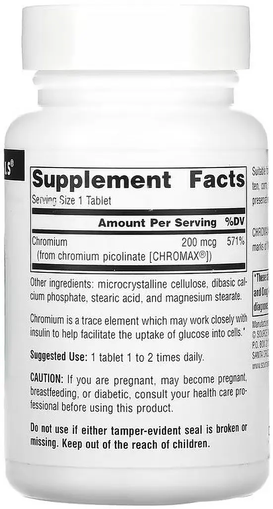 Вітаміни та мінерали Source Naturals Chromium Picolinate, 240 таблеток - фото 2