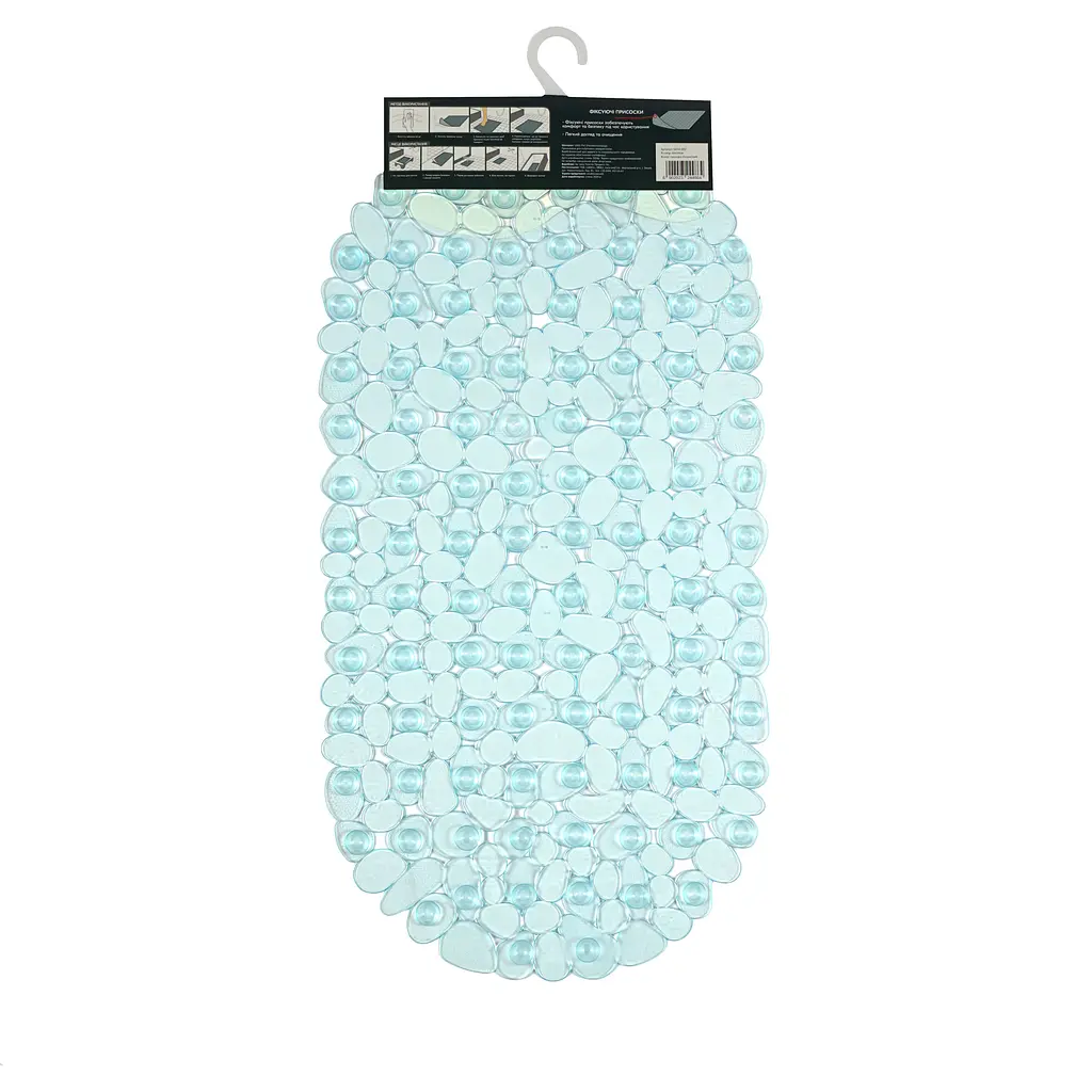 Килимок для ванної Eco Fabric Камінці 66х34 см прозоро-блакитний (6634-003) - фото 4