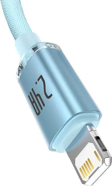 Кабель Baseus Crystal Shine Series Fast Charging Data Cable USB to iP 2.4A 2 м Sky Blue (CAJY001203) - фото 2