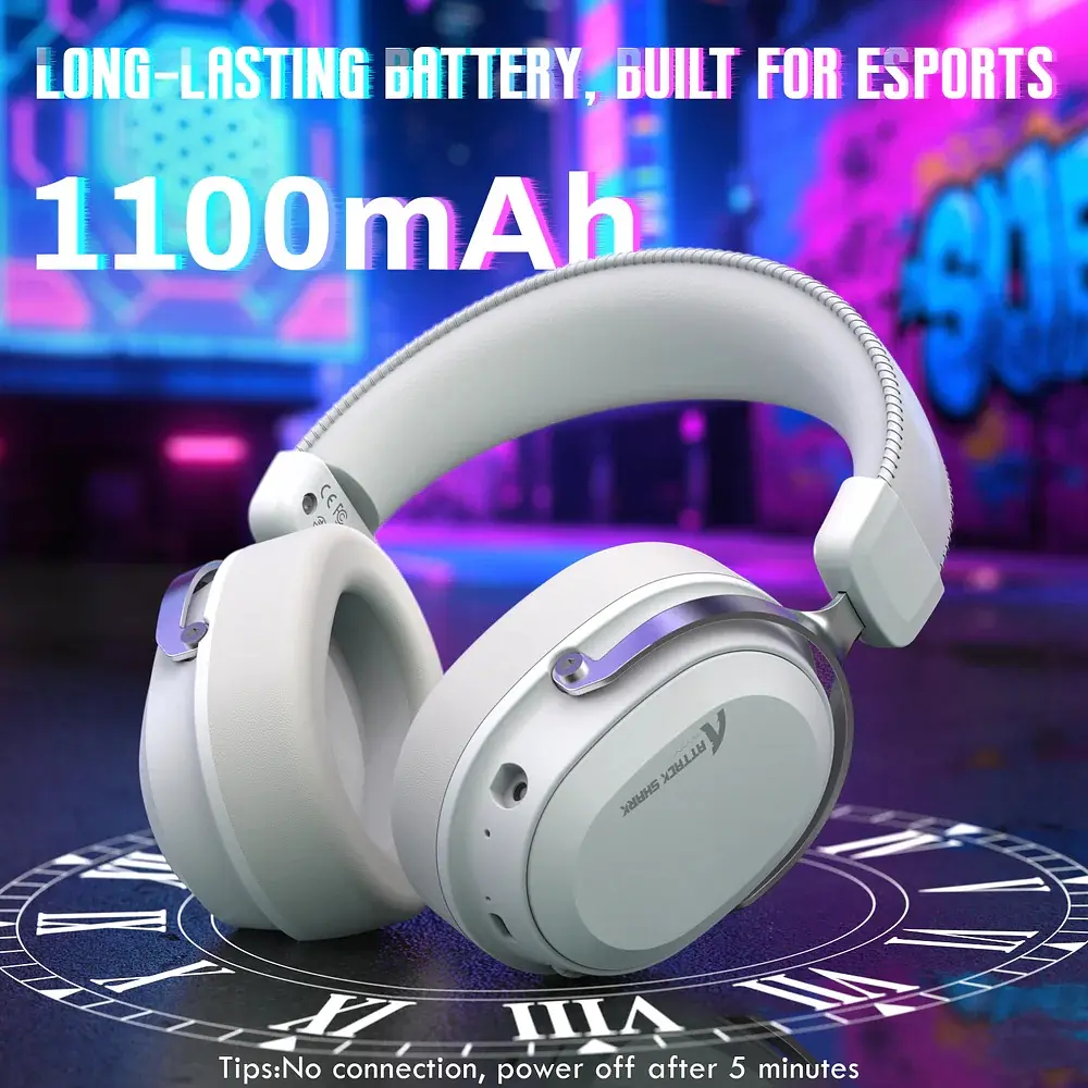 Ігрова гарнітура Attack Shark L30PRO Wireless, 2.4GHz/Bluetooth/3.5mm AUX/AUX-to-Type-C, White - фото 9