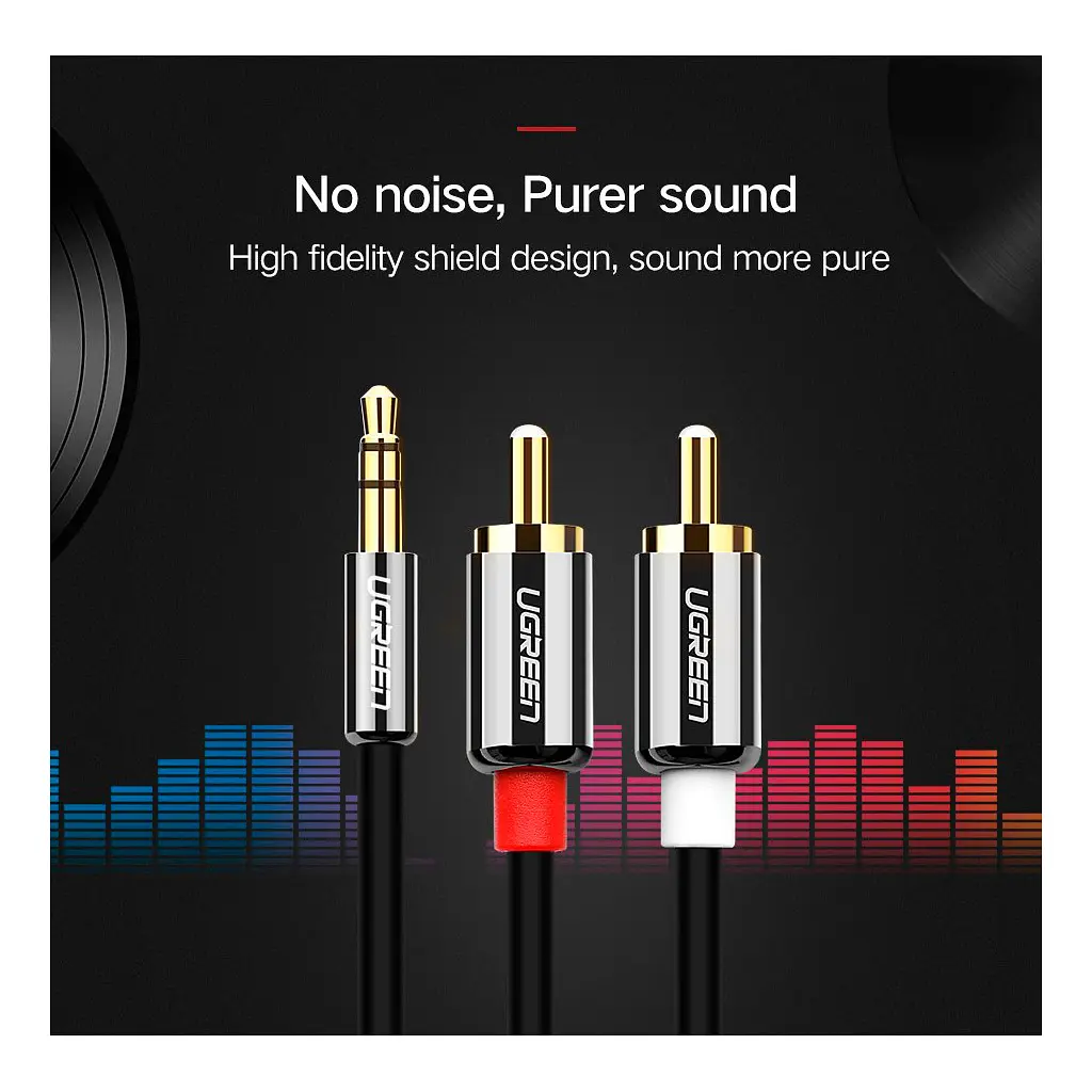 Кабель мультимедійний 3.5mm M to 2xRCA M 5.0m AV116 black Ugreen (10591) - фото 6