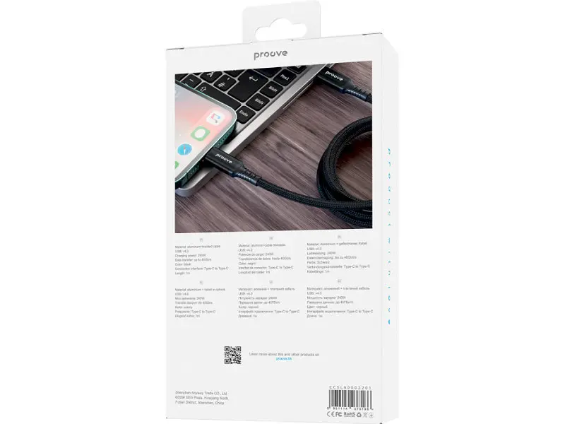 Кабель USB Type-C Proove Speed Line USB Type-C to USB Type-С 240W 1m Black (CCSL60002201) - фото 3