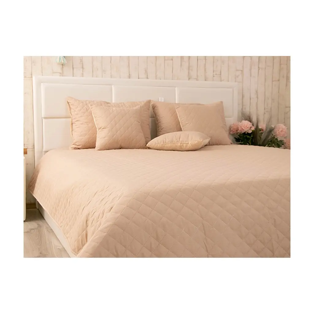Покривало Руно двостороннє декоративне Velour Beige ромб 180х220 см (340.55_Beige ромб) - фото 10