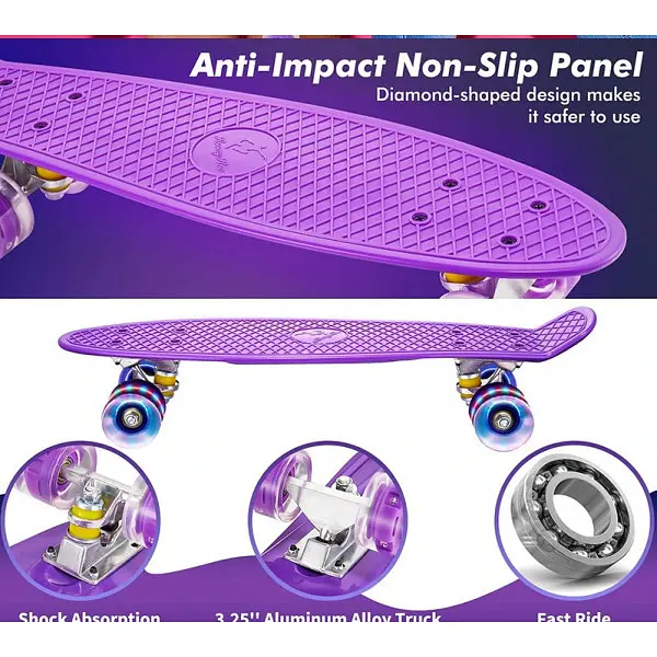 Пенні борд Penny board з підсвіткою колес Fish Skateboards - фото 6