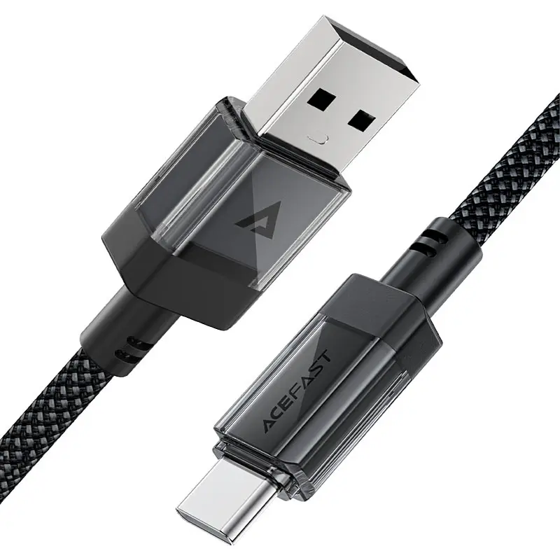 Дата кабель Acefast C12-04 USB to Type-C 3A (1.2m) Black - фото 4