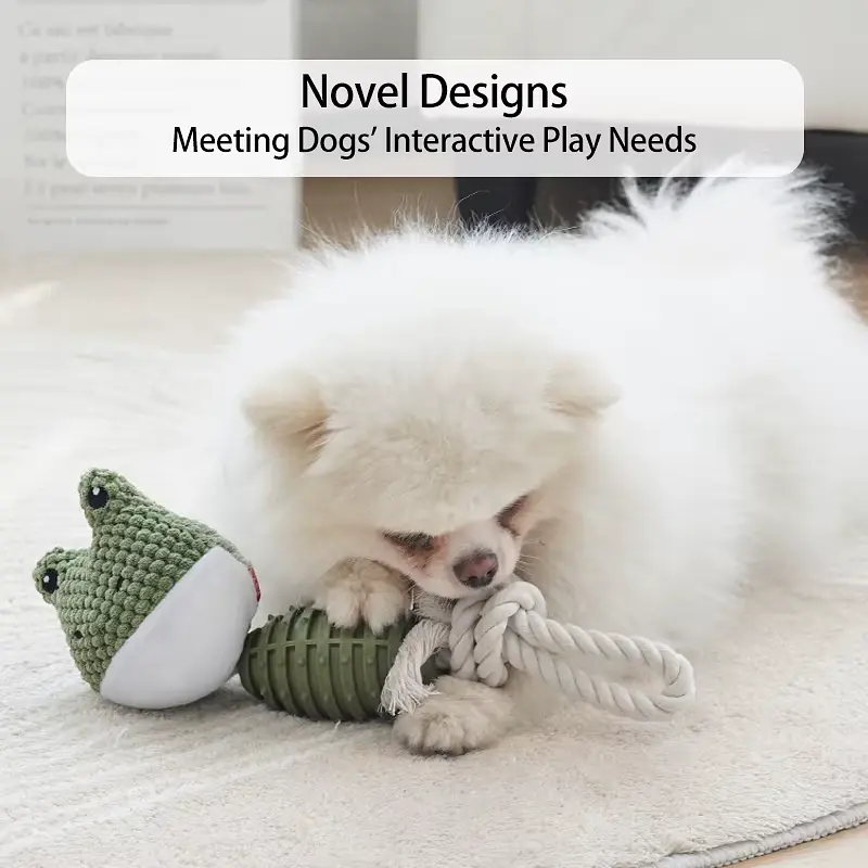 М'яка іграшка для собак Derby Frog Shape TPR + Rope Dog Toy - фото 3
