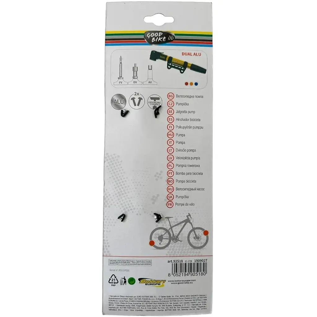 Насос ручной для велосипеда Good Bike Dual Alu в алюминиевом корпусе AV, FV, DV синий (92518B-IS) - фото 10