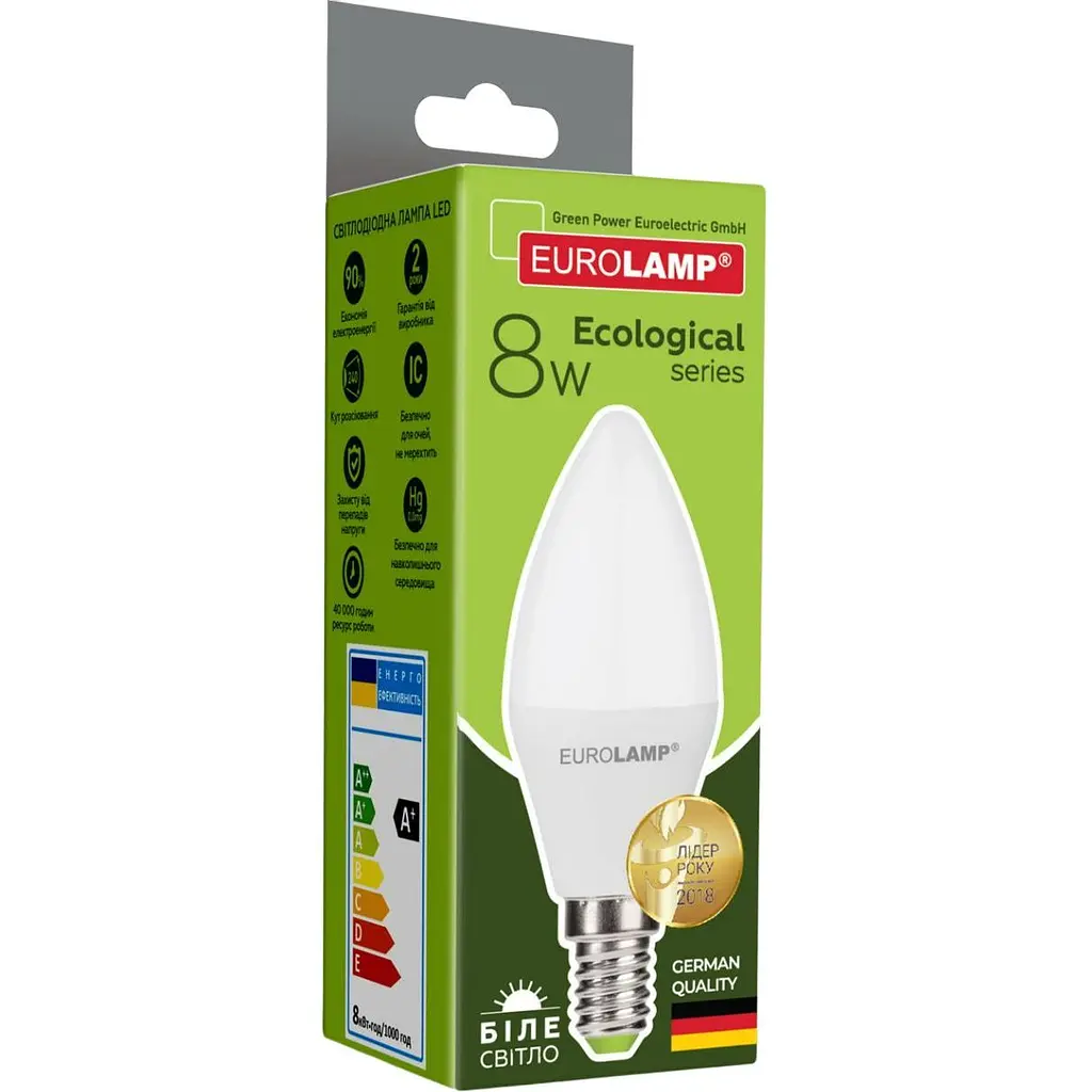 Светодиодная лампа Eurolamp LED Ecological Series, CL 8W, E14 4000K (50) (LED-CL-08144(P)) - фото 4