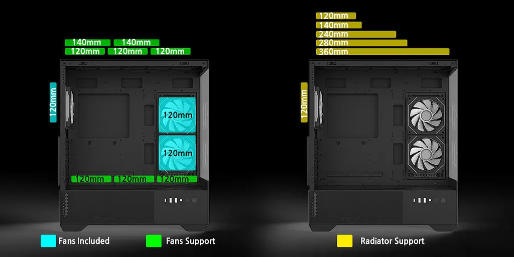 Zalman Корпус Chronix V2 без БР, 1xUSB3.0, 1xUSB2.0, 1x Type C, 2x120мм ARGB Reverse, 4x120мм ARGB, VGA 410мм, LCS ready, TG Side/Front Panel, ATX, чорний - фото 7