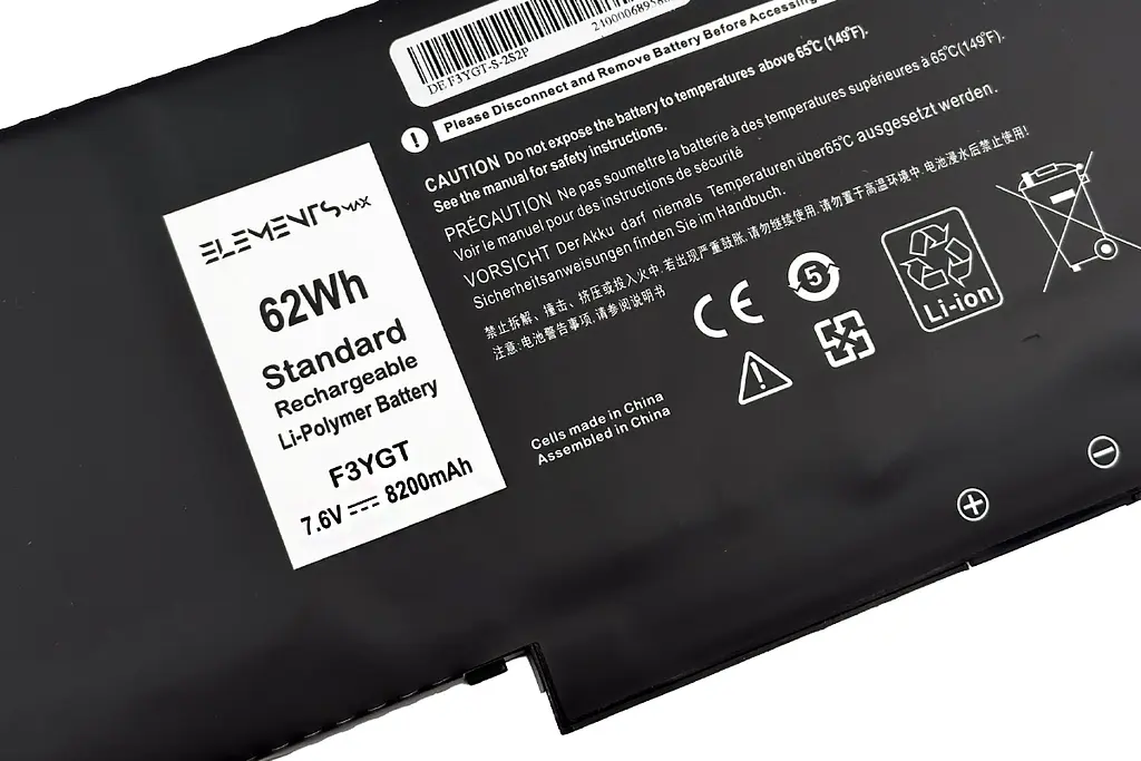 Акумулятор для Dell Latitude 7280 7290 7380 7390 7480 7490 7.6V 8200 mAh 62Wh (F3YGT-2S2P-8200) - фото 2