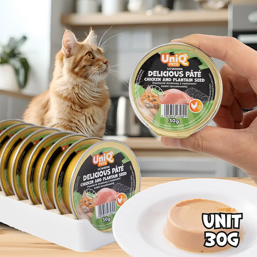 Смачний паштет UNIQ PETS CAT WET FOOD DELICIOUS з куркою та насінням подорожника, 30 г - фото 3
